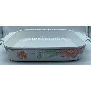 Vintage Corning Ware Casserole Lasagna Baking Dish Pink Peony A-21-B-N